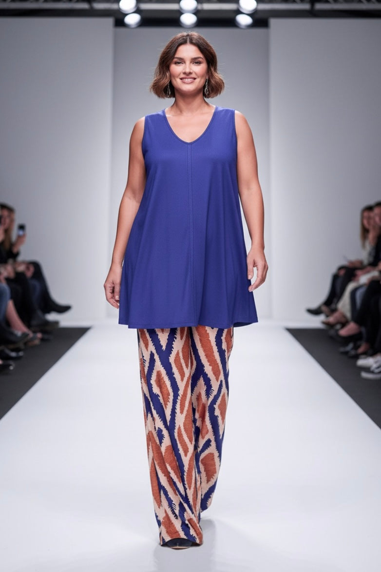 MANOLITA Trousers Geometric Curry Print