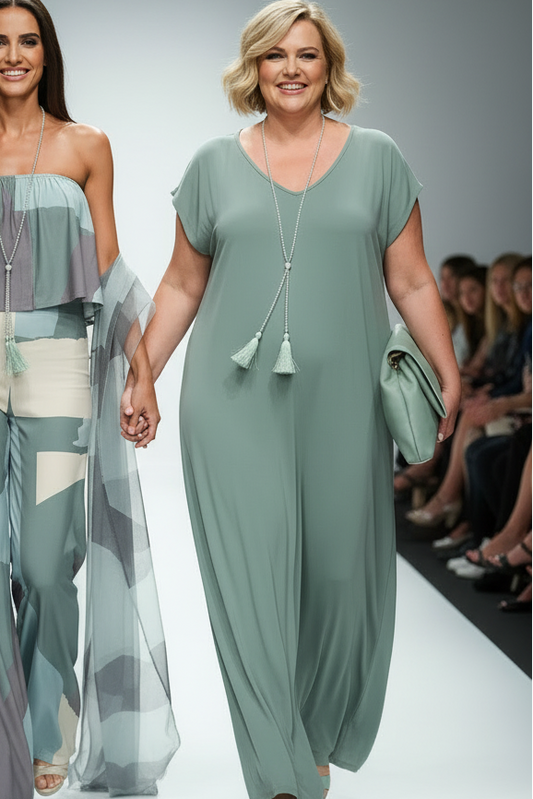 Vestido Largo Manga Mini LUCÍA Verde Agua