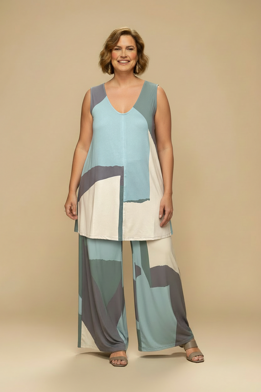 Top Largo Twist NIEVES Sin Mangas Artwork Agua