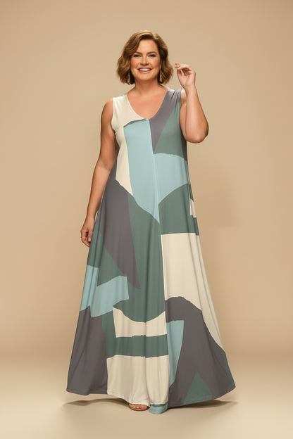 Vestido Largo Sin Mangas LUCÍA Artwork Agua