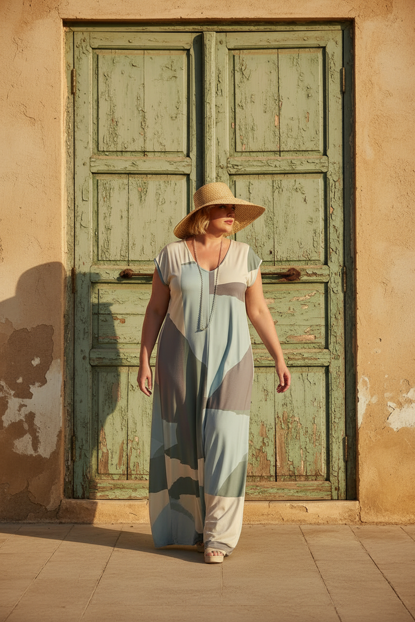 LUSET Long Dress with IKAT Print