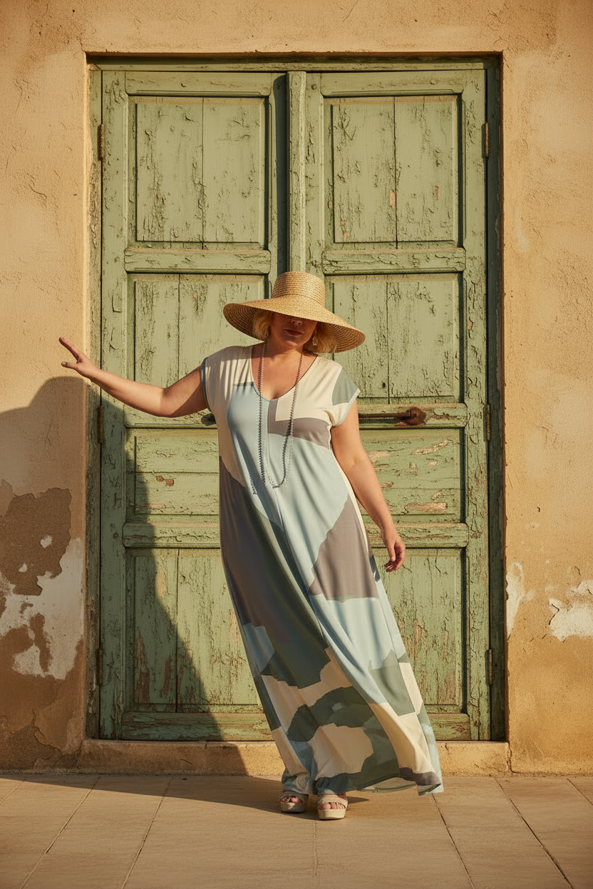 LUSET Long Dress with IKAT Print