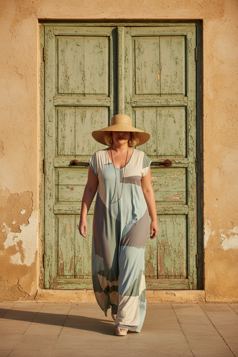 LUSET Long Dress with IKAT Print