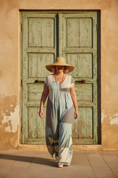 LUSET Long Dress with IKAT Print
