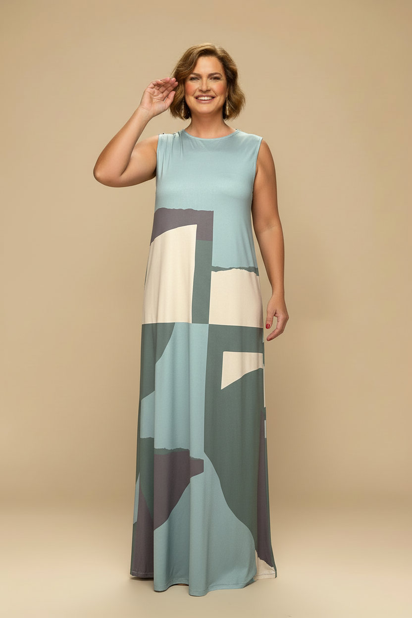Vestido Largo Sin Mangas LUCÍA Artwork Agua