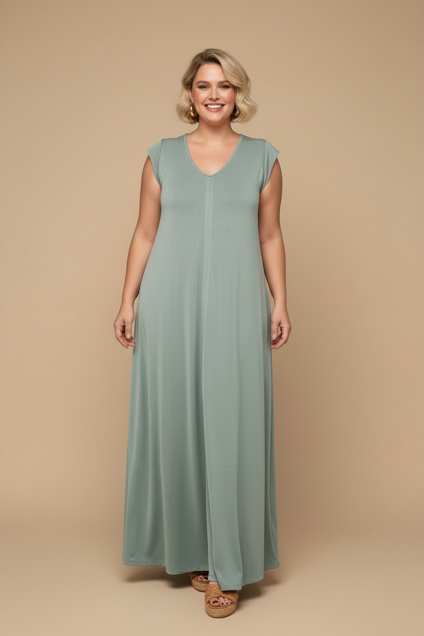 LUSET Long Dress with IKAT Print